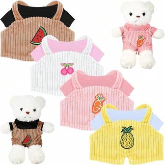 30cm Hyaluronic Acid Duck Doll Outfit - Short Sleeve T-Shirt + Bib Pants