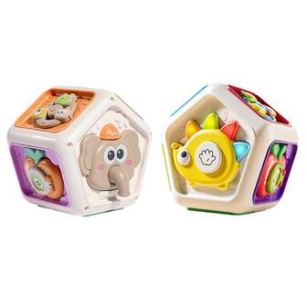 7-In-1 Sensory Toys, Travel Activities Busy Cube Motor Skills Educational Learning Toys, Baby Elephant Activity Cube, Infant Busy Cube Montessori Toy Babies Carseat Plane Travel Toy