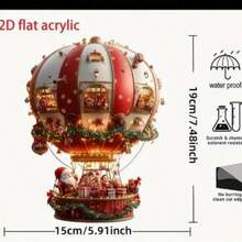زخرفة معلقة على شكل بالون هوائي لسانتا كلوز بطراز بوهيمي من الاكريليك، لافتة وحائط ديكور بموضوع عيد الميلاد، ديكور متعدد الاستخدامات بطراز بوهيمي مع نص باللغة الإنجليزية، مناسب للمنزل والمطبخ والغرفة والصالة وديكور العطلات