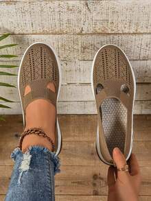 2025 New Women's Wide-Lasting Sports Shoes, Outdoor Leisure Wear-Resistant And Breathable Four-Season Women's Casual Sports Shoes, Hiking, Climbing, Nurse Party, Work, Kitchen, Knitted Mother  Women's Loafers - Brown - View 6