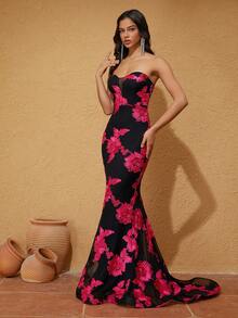 Black Sexy Halter Backless Mesh Shiny Embroidered Party, Event, Date Night, Formal Maxi Dress