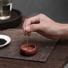Wooden Incense Burner Space-Saving Incense Stick Holder For Small Spaces, Perfect For Apartments And Desks To Enjoy Aromatherapy Anywhere Cultivate A Relaxing Mood - 1 件/ 玫瑰木 - 查看 4
