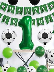 11pcs Football Theme Foil Balloon Set - Numbers 0-9 World Cup Theme Party Birthday Decorations Balloons, Includes 32" Number Balloons And 18" Football Balloons, Suitable For Sports Party/Birthday Party/Summer Party Decor, Fan Party/Locker Room Celebration, Etc. - Multicolor - View 10