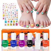 Juego de esmaltes de uñas para niños de secado rápido, no tóxico, esmalte de uñas pelable a base de agua para niños, esmalte de uñas arcoíris de 6 colores para fiestas, recuerdos de vacaciones, recuerdos de fiesta - Vibrancia infantil - Ver 3