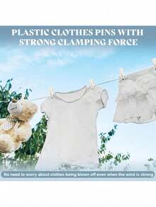 12pcs/Set Large Plastic Clothespins, Windproof Laundry Hanging Clips, Beach Towel Clips, Strong Spring Clips For Quilts, Socks, Multicolor, Multicolor, Durable Plastic Material, For Home Storage