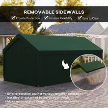 Outsunny Carport, 12 X 20ft Portable Garage With 2 Roll-Up Doors And 4 Windows, Heavy Duty Outdoor Car Shelter With Removable Sidewalls For Car, Truck, Garden Tools, Dark Green - Màu xanh lá cây đậm - Xem 5