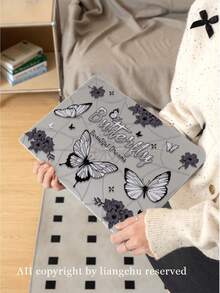 1 Piece, Vintage Butterfly, Blue Cute Kitten Print Transparent Ultra-Thin Acrylic Laptop Sleeve, Featuring Floral Pattern, Matte Anti-Fingerprint, Full-Wrap Splash-Proof, 3D Shockproof, 3D Cooling Vents, Compatible With AIR13 2025/Pro 16 M4/M3/M2, Is A Must-Have Laptop Sleeve