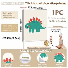 1 gerahmtes/Leinwand Wandkunst, Dinosaurier Tier Thema Dekoration. Badezimmer Wanddekoration. Themen Poster, Schlafzimmer Dekoration, Raumdekoration, Heimdekoration, Ornamente, Winterdekoration für Zuhause, Wanddekoration. Geeignet für Kinderzimmer, Kinderzimmer, Jungen- und Mädchen-Partyräume, Kita-Klassenzimmer Dekoration, wasserfestes Material. Kopfteil Dekorative Tapete, Party Deko Geschenke. Badezimmer Wanddekoration.