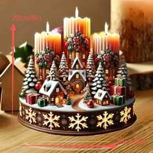 ديكور مركزي لعيد الميلاد بطراز عتيق من الأكريليك، ديكور مشهد عيد الميلاد على المكتب مع شموع، لافتة وحائط زخرفي متعدد الأغراض، مناسب للاستخدام المنزلي، رائع كهدية لعيد الميلاد والمناسبات