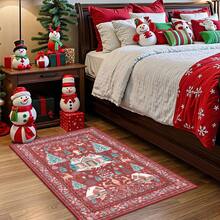 Christmas Indoor Carpet, Super Soft Bathroom Mat, Non-Slip, Absorbent, Green Bathroom Carpet, Christmas Reindeer, Christmas Bathroom Bedroom Decor, Christmas Holiday Doormat - Christmas Indoor Home Decor, Christmas Gifts, Christmas Home Decorations, Non-Slip Carpet Doormat, Small Bathroom Rug - Super Absorbent, Non-Slip, Machine Washable Kitchen Rug - Multicolor - View 8