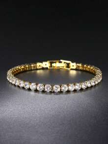 1 Piece Men's Hip-Hop Diamond Bracelet, Sparkling, Unisex Micro-Inlaid Zirconia Bracelet, Suitable For Daily Wear, Exquisite Gift - Multicolor - View 3