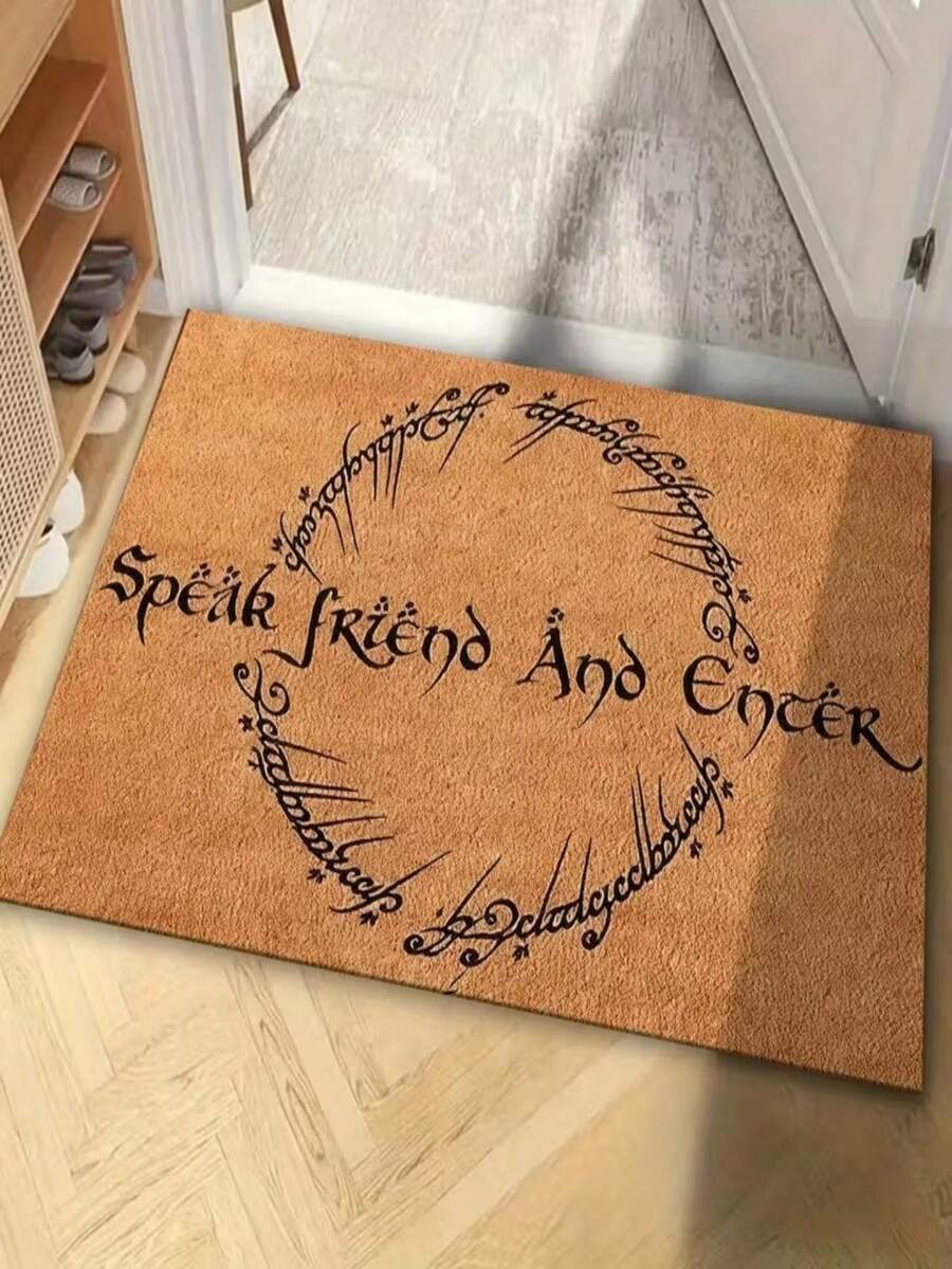 1pc Funny Phrase "Friends, Come In" Welcome Doormat, Small Rug Suitable For Holiday Decor, Daily Decor, Room Decor, Living Room, Bedroom, Kitchen, Office, Vintage Farmhouse Indoor/Outdoor Entrance Mat, Autumn/Winter Porch Mat - Multicolor - View 1