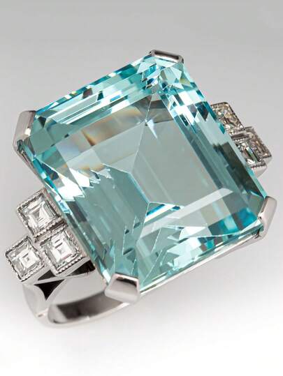 1pc Fashionable Luxury New Arrivals Square Cubic Zirconia Embedded Light Blue Ring, Engagement Accessory For Women And Men, Suitable As Anniversary Gift For Family/Friends/Loved Ones