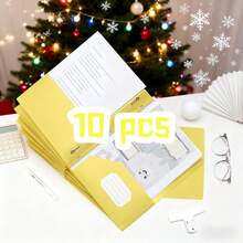 10 Peças/Pacote Pasta Tipo D Americana de PP para Escritório, Clipe em Forma de Girino, Bolsa de Documento de Bolso Duplo