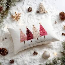 1 pieza Funda de almohada de árbol de Navidad minimalista, material de terciopelo melocotón impreso por un solo lado, funda de cojín de 30*50cm/40*60cm adecuada para decoración de otoño, decoración moderna de sala de estar y sofá, decoración de fiesta, regalo