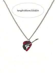 1pc Punk Rock Guitar Pick Stainless Steel Pendant Necklace - Unique Hip-Hop Couples Jewelry, Nightclub & Everyday Accessory For Men & Women - 彩色 - 查看 7
