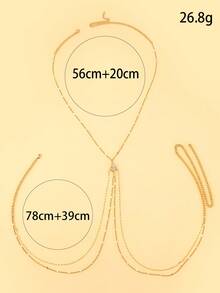 1 pieza Cadena de pecho con forma de X de varias capas de moda, accesorio de joyería corporal cruzada con corazón doble sexy para mujer, regalo