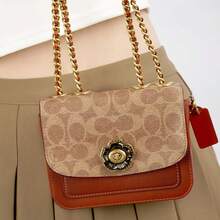 Coach Madison 16 Camellia Twist-Lock Signature Logo Colore a blocchi Mini Tote Spalla Borsa a Tracolla C0829-B4NQ4