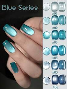MISS SHAKA 10ml Autumn Winter Nails White Blue Series Glass Bead Cat's Eye Gel Nail Polish Glue 2025 Y2K Nails Hot Style White Blue Glass Bead Nail Art Nail Salon Home Diy Nail Supplies Christmas Nails