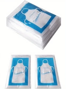 50/100 buc șorțuri de unică folosință, plastic PE gros, impermeabile, rezistente la ulei, potrivite pentru catering, oală fierbinte, grătar, adulți, ambalate individual, impermeabile, durabile, aplicabile pentru gătit, pictat și luat masa în aer liber