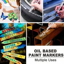 1 pieza Marcador de pintura a prueba de agua para neumáticos, marcador permanente de graffiti para neumáticos, marcador de pintura indeleble, marcador de retoque para neumáticos de automóvil, marcador de graffiti multicolor DIY