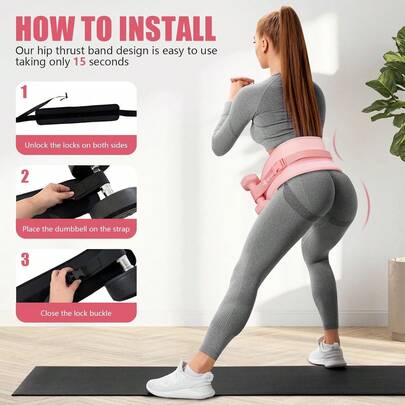 Hip Thrust Belt - A Non-Dumbbell-Style Hip Thrust Belt With An Enhanced, Wider Design, Suitable For Use With Dumbbells, Kettlebells, Or A Flat Bench. It Features A Slip-Resistant Padding And Is Suitable For Use In A Gym Or For Home Workouts.