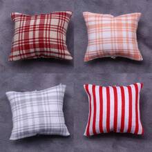 Miniature Plaid & Striped Pattern Decorative Pillow, Dollhouse Furniture Accessories - White - View 6