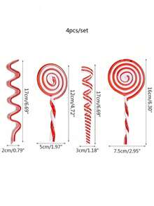 4 pièces Ensemble d'ornements de sucette et de canne de bonbon de Noël, ornements de bonbon acrylique rouge et blanc de Noël, ornements de bonbon d'arbre de Noël pour la décoration de fête d'hiver, d'anniversaire et de mariage de Noël