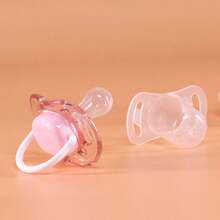 KUNT 1 件婴儿半透明手柄硅胶奶嘴，舒缓，圆形适合日常使用/扁平形适合夜间使用硅胶奶嘴，适合日常使用