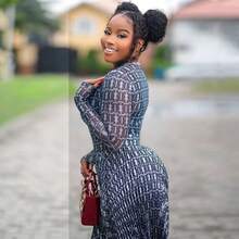 Versatile Women's Waist Bag Hip Street Round Neck Long Sleeve Micro Transparent Dress - 黑色 - 查看 2