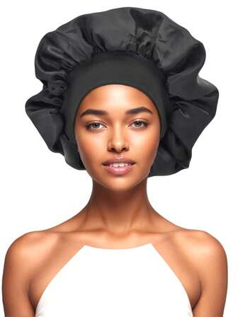 2/4 piezas Gorro de seda para dormir, gorros de satén, gorro de dormir de banda elástica suave de seda, envoltura de cabello de seda para cabello rizado (set de gorros)