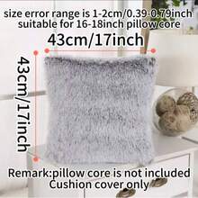 1 Pack 1 Or 2pcs Faux Plush Sea Lion Fur Square Throw Pillow Covers For Living Room Sofa Bedroom Headboard - Gray Gradient - View 3