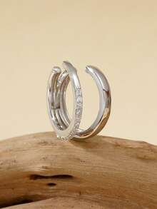 Einzigartige, modische 925er Sterlingsilber Ohrmanchettenohrringe mit doppelter Zirkonia-Lage, stapelbar für den täglichen Tragegebrauch von Frauen