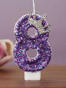 一套紫色闪光皇冠数字生日蜡烛，适合生日派对装饰，男女通用，紫色数字蜡烛可用于生日蛋糕装饰、周年纪念派对蜡烛、毕业典礼礼物。 - 彩色 - 查看 18