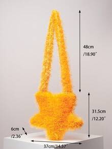 Sac bandoulière en peluche de couleur bonbon style années 2000, sac asymétrique, sac à épaule en forme d'étoile, sac à main d'automne, sac en fourrure, Y2K, unique, mignon, quotidien, shopping, rendez-vous, voyage