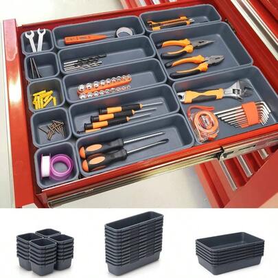 42 Pack Box Organizer Tray Dividers, Rolling Chest Cart Cabinet Workbench Desk Drawer Organization And Storage Hardware, Parts, Screws, Nuts, Small Tools Organization