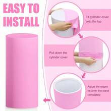 Cylinder Covers Set Of 3 Spandex Cylinder Pedestal Stand Covers Red Cylinder Cover Round Pedestal Cylinder Covers Multicolor Pedestal Cover For Wedding Party Ceremony DecorationKF - 粉色 - 查看 4