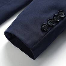 Men's White High-End Suit Set, Wrinkle Resistant And Non Hair Stained, Business Formal Wear, Four Season Commuting, Workplace, Party Dress, Two-Piece Set - Navy Blue - View 3