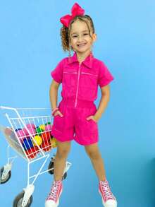 Kit 2 Girls' Jumpsuit Casual Fashion Blogger - Hot Pink - View 6