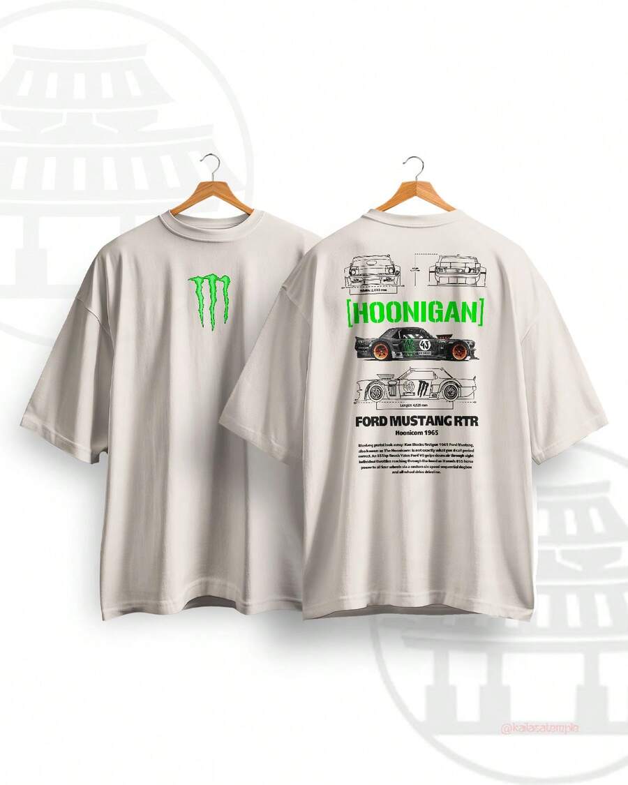 Unisex Streetwear T-Shirt – Mustang RTR – 100% Cotton, Signature Performance - 香檳色 - 查看 1