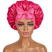 Women's Bonnet: Solid Color Adjustable Tie Style, Fashionable Silky Satin Cap For Casual Hair Protection And Non-Slip Sleep Wear