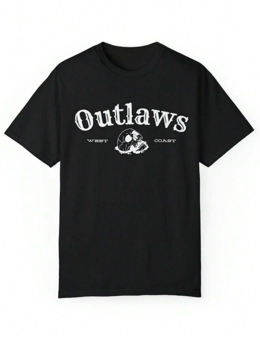 Cracked Skull West Coast Outlaws T-Shirt - màu đen - Xem 1