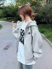 Composite Original Version Thermal Lined Sweatshirt Zip-Up Sweatshirt Top - Grey - View 3