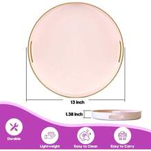 Pink Serving Trays, Decorative Serving Tray With Handles, Coffee Table Rectangular Trays Plastic Tray Ottoman Bathroom, Living Room, 15. U201Dx 10.2u201Dx1.37u201D - Hồng + 13" - Xem 2
