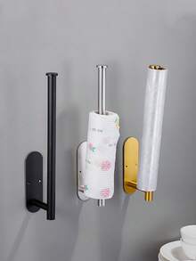 1 buc Suport pentru hârtie igienică din oțel inoxidabil rezistent, autoadeziv, fără găurire, dozator de role de hârtie igienică cu tratament periat, suport pentru hârtie igienică tip agățat de perete