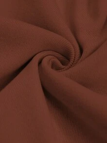 Áo len dệt kim dài tay cổ chữ V màu tương phản cỡ lớn thường ngày - Nâu gỉ - Xem 4