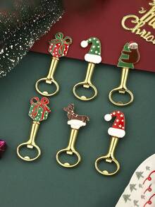 1 pieza Abridor de botellas de vino de Navidad con diseño de oso y perro con sombrero, de material de aleación resistente, regalo navideño para el hogar, bar, cocina o decoración de fiestas, decoraciones navideñas, utensilios de cocina, entretenimiento en el hogar, regalo de Navidad, celebraciones navideñas, decoraciones navideñas, abridor de botellas de Navidad, suministros para fiestas de Navidad, cena familiar