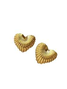 1 pereche de cercei în formă de inimă cu dungi, design minimalist, potriviți pentru femei