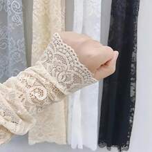 4 Pairs Of Elegant Lace Gloves - Embroidered Design, Elastic Material, Open Fingertips, Breathable And Sun-Proof, Suitable For Casual Outdoor Activities