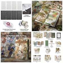 Vintage Junk Journal Supplies Aesthetic Journaling Kit, Scrapbook Papers Stickers Large Bullet Scrapbooking Materials, Planner Arts Collage, Adults - Green - View 1